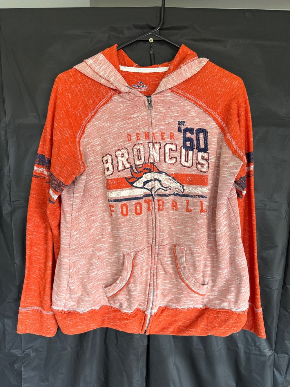 Majestic Orange and White Denver Broncos Zip-Up Hoodie